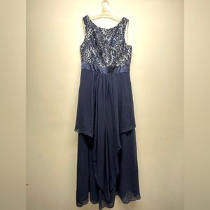 Ever-Pretty Juniors Lace Chiffon Sleeveless Long Prom Dress Navy